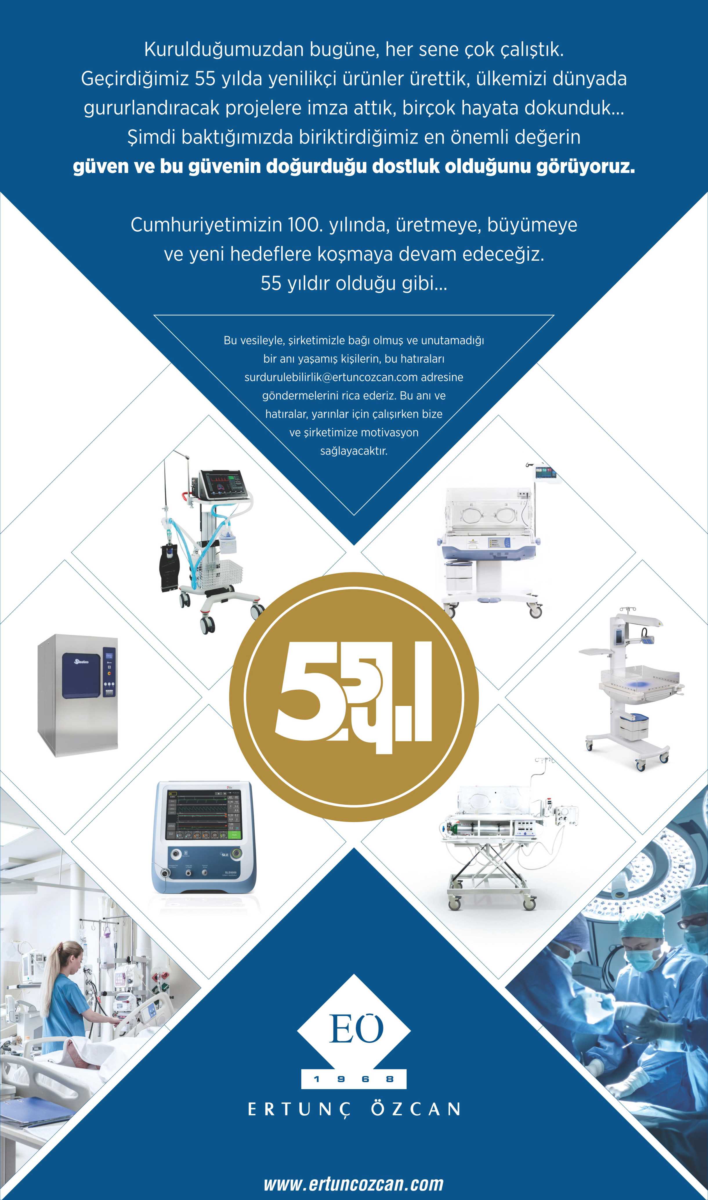 E. Özcan 50. yıl kutlama reklamı