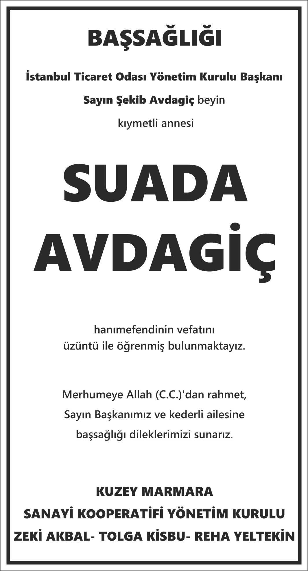 Koop-İş başsağlığı duyurusu